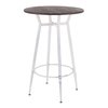 Lumisource Clara Round Bar Table in Vintage White Metal with Espresso Bamboo BT-CLARARN VWE